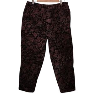 ✨️HP Feb 2✨️Crazy Horse - Brown floral corduroy zipper pants 16 petite
